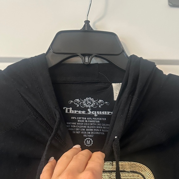 Purdue Black Hooded Shirt with Gold Sequin P Logo - Picture 2 of 3